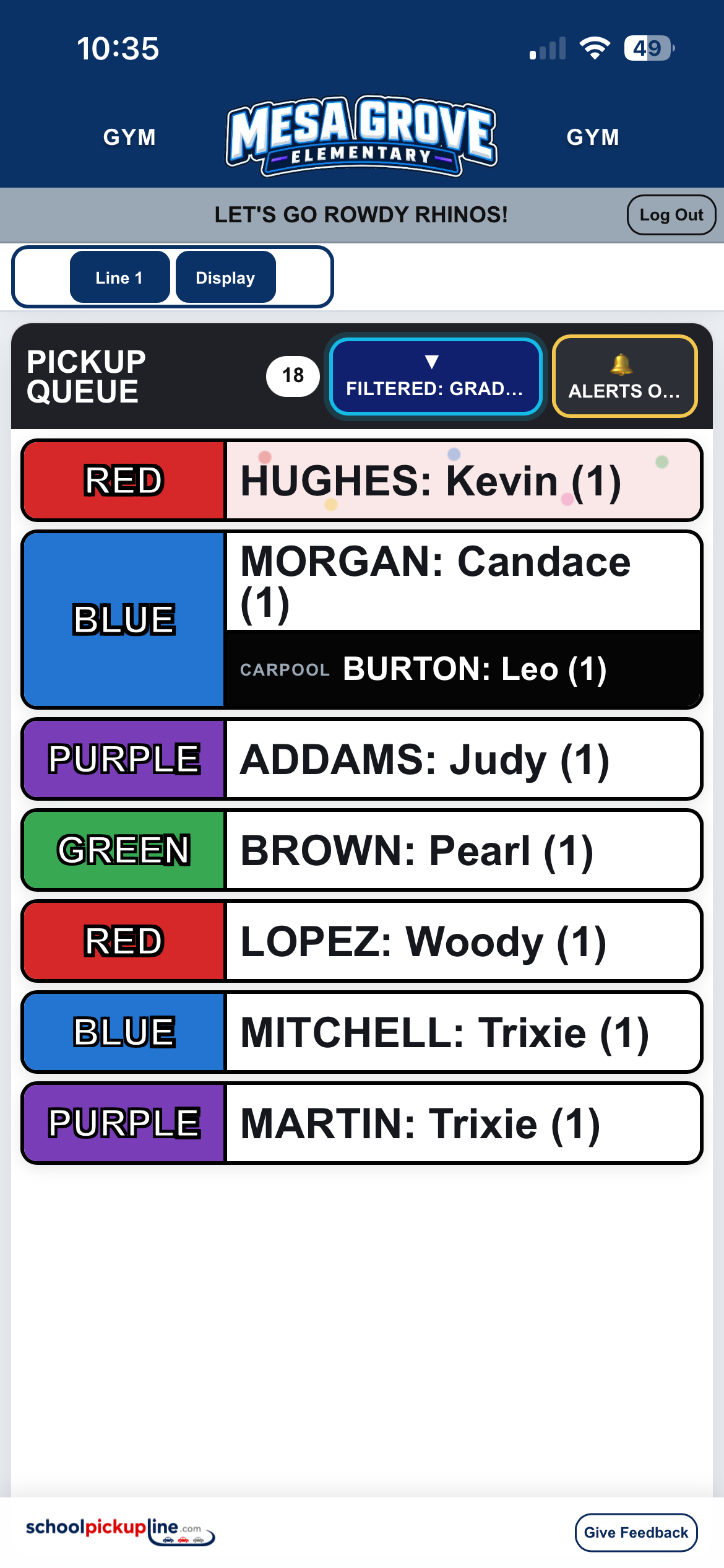 Mobile display with carpool